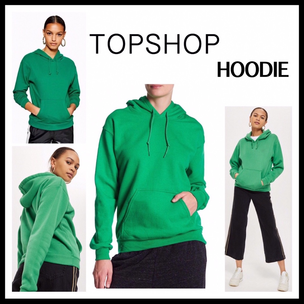 TOPSHOP HOODIE GREEN PULLOVER SWEATSHIRT A3C - Picture 7 of 7